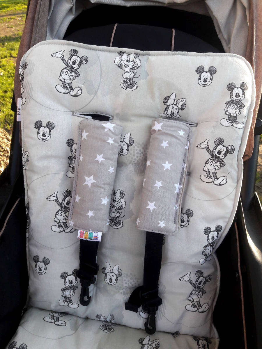 Sedalica KRAĆA (70 cm) - Minnie & Mickey Mouse + zvezdice sivo